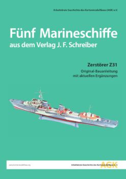 fünf Marineschiffe 1:250 überarbeiteter Reprint Schreiber-Bogen, Offsetdruck