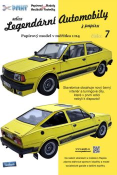 Tschechisches Pkw: Skoda Rapid 136 (gelb) aus dem Jahr 1987 mit einigen Tuningelementen 1:24 extrem präzise