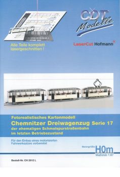 Chemnitzer Dreiwagenzug (Serie 17) als Komplett-Lasercut-Modell, 1:87