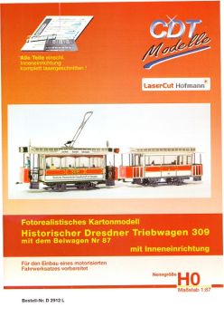 Historischer Dresdner Triebwagen 309 mit Beiwagen 87, 1:87
