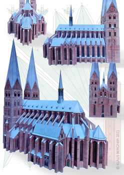Marienkirche in Lübeck 1:300 exzellente Graphik!