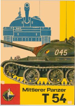 sowjetischer mittlerer Panzer T-54 1:25 DDR-Verlag Junge Welt (Kranich Modell Bogen, 1969), selten