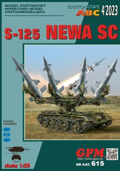 Flugabwehrraketensystem S-125 Newa SC (SA-3 Goa) mit 4 Raketenkörper 5W27 (4K90) auf Panzer-Fahrgestell T-55 1:25 präzise