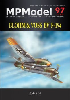 Strahltriebwerk und Kolbenmotor + asymmetrisches Flugzeugprojekt Jagdbomber Blohm & Voss BV P-194 1:33