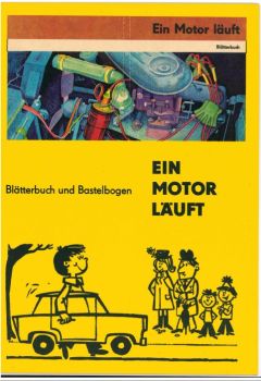 Schautafel Zweitakt-Motor und Blätterbuch „Ein Motor läuft“ DDR-Verlag Junge Welt (1972)