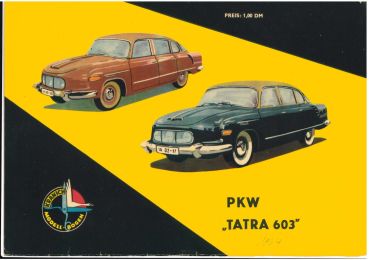 PKW Tatra 603 1:25 DDR-Verlag Junge Welt / Kranich Modellbogen (1964), selten