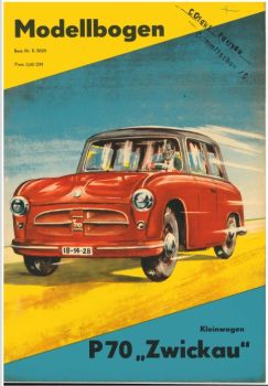 Kleinwagen P70 Zwickau + Garage 1:25 DDR-Verlag Junge Welt, Originalausgabe 1956