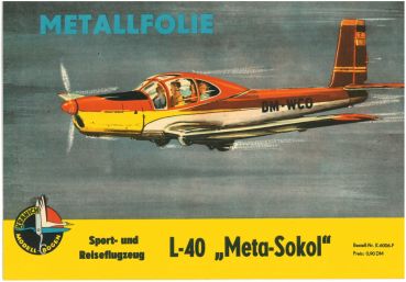 Sport- und Reiseflugzeug Orlican L-40 Meta-Sokol (DDR-Flugzeuges DM-WCL) 1:40 auf Metallfolie