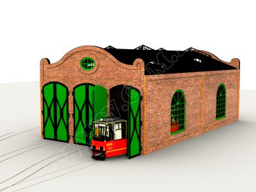 Straßenbahn-Depot 1:87 (H0) Ganz-Lasercut-Kartonmodellmodellbausatz