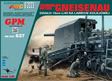 Eisenbahnbatterie (Eisenbahngeschütz) Gneisenau auf Eisenbahnlafette (15 cm SK L/45 MPL C/13 auf E. Wagen) 1:25 extrem