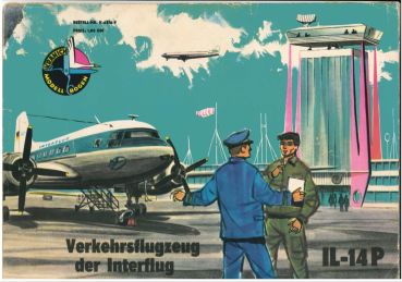 Verkehrsflugzeug der Interflug Iljuschin Il-14P 1:50 Metallfolie, DDR-Verlag Junge Welt (Kranich Modell-Bogen, 1962)