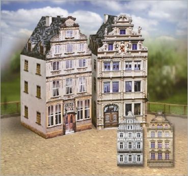 Altstadt-Set Nr.6 mit zwei Häusern (je optionale 2 Fassaden) 1:87 (H0) deutsche Anleitung