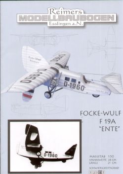 Verkehrsflugzeug Focke-Wulf F19a "Ente" (1930) 1:50 ANGEBOT