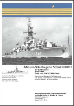 Artillerie-Schulfregatte SCHARNHORST - F213 ex Mermaid (Sloop mod. Black-Swann-Class) 1:250 präzise²