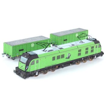 Personen- und schwere Güterverkehr-E-Lokomotive Nevag E6ACT Dragon 2 und 2 Kohlewagen der Fa. LTC Logistics B.V. 1:87 einfach