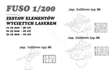 LC-Satz mit Flak-Geschützen (1x, 2x und 3x25mm) für IJN Fuso 1:200 (alle Verlage)