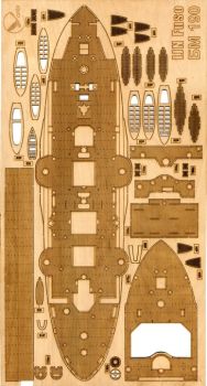 gravierter LC-Decksatz aus Holz für Küsten-Panzerschiff IJN Fuso (1904) 1:200 (Oriel Nr. 190)