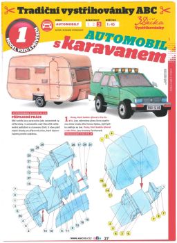 Pkw (ein sog. Sport Utility Vehicles, abgekürzt SUV) mit einem Wohnanhänger 1:45 + Schmetterling - Distelfalter