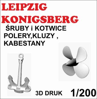 3D-Zurüstsatz aus Kunststoff für leichter Kreuzer Leipzig (1941) oder Königsberg 1:200 (GPM Nr. 631)