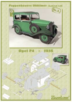 Opel P4 aus dem Jahr 1935 grün 1:25 deutsche Bauanleitung