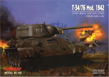 sowjetischer Panzer T-34/76, Modell 1942 mit Schmiedeturm 1:25 präzise, gealterte Farbgebung