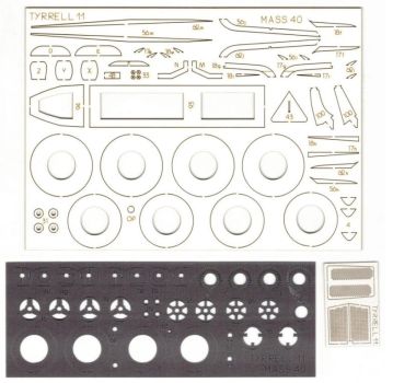 Formel 1.-Bolid Tyrrell 011/82 (Großer Preis von Belgien 1982 in 2 option. Bemalungsmuster) 1:24 inkl. LC-Zurüstsatz