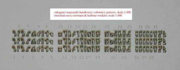 105 LC-Figuren von zivilen Matrosen, Hafenarbeitern und Tieren 1:400