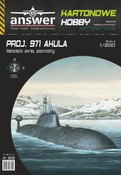 sowjetisches Atom-U-Boot Projekt 971 (Schtschuka-B Klasse), NATO-Code Akula 1:200