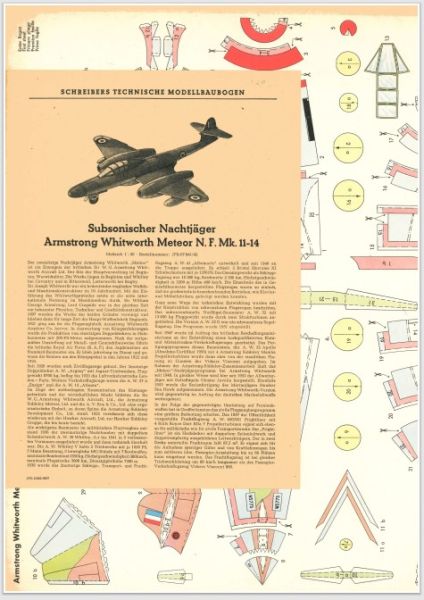 subsonischer Nachtjäger Armstrong Whitworth Meteor N.F. Mk. II-14 1:50 Originalausgabe, selten