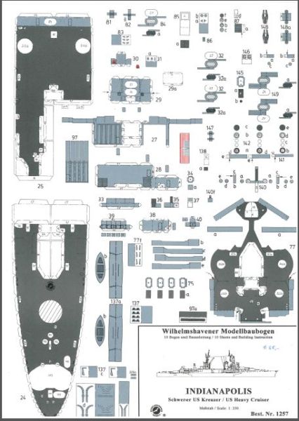 schwerer Kreuzer USS Indianapolis CA-35 1:250 Wasserlinienmodell