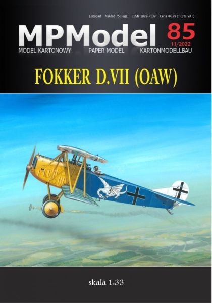 Fokker D.VII (OAW), Leutnant Wilhelm Leusch, Jasta 19, Trier, Deutschland, Oktober 1918 1:33 präzise