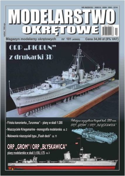 MO Nr.101 u.a. Baupläne ORP Grom/Blyskawica 1:75, Kanonenboot Turomaa 1:200, Rendern/Baupläne Torpedorohre 533mm...