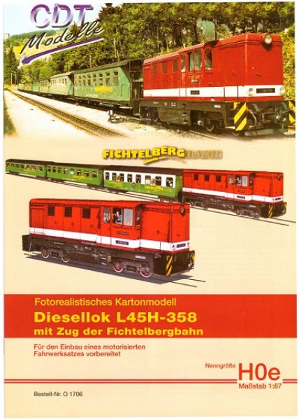 Diesellok L45H-358 mit Zug der Fichtelbergbahn, 1:87