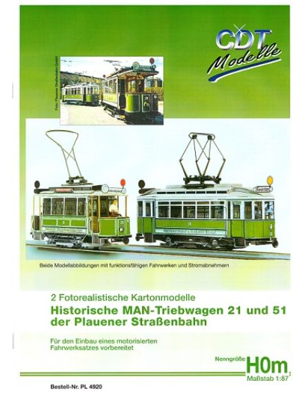 Historische MAN-Triebwagen 21 und 51 der Plauener Straßenbahn, 1:87