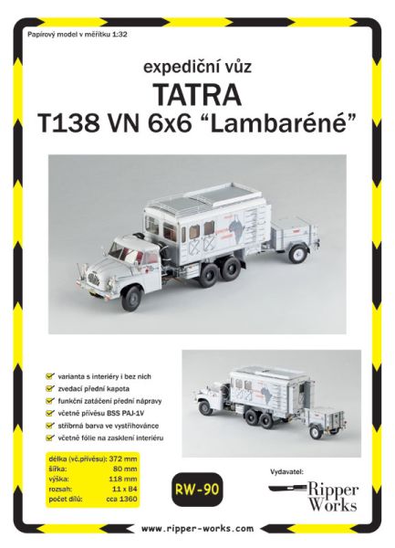 Expeditionsfahrzeug Tatra T137 VN 6x6 Lambarene mit Anhänger BSS PAJ-1V (1968) 1:32 extrem präzise