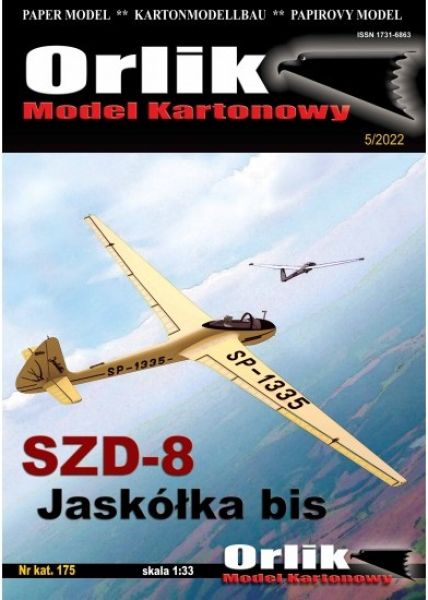 Hochleistungssegelflugzeug der Offenen Klasse SZD-8 Jaskolka bis (1952) 1:33 Spannweite: 48,5 cm!