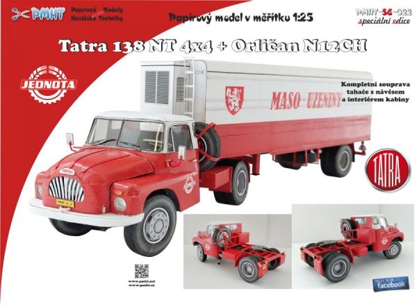 tschechoslowakische Zugmaschine Tatra 138 NT 4x4 + Kühlauflieger Orlican N12CH "Fleisch-Wurst" 1:25