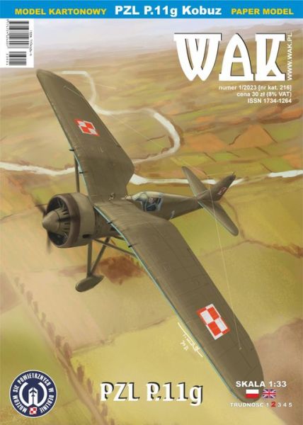 polnisches Jagdflugzeug PZL P.11g Kobuz (PZL P-X) August 1939 1:33 einfach bis präzise