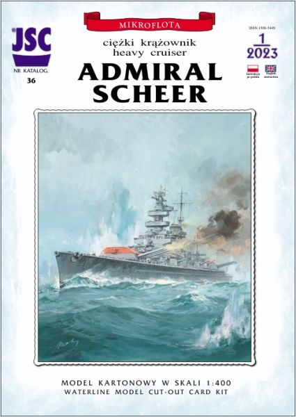 Schwerkreuzer Admiral Scheer im Bauzustand, Bemalung und Waffenkonstellation von 1942 1:400