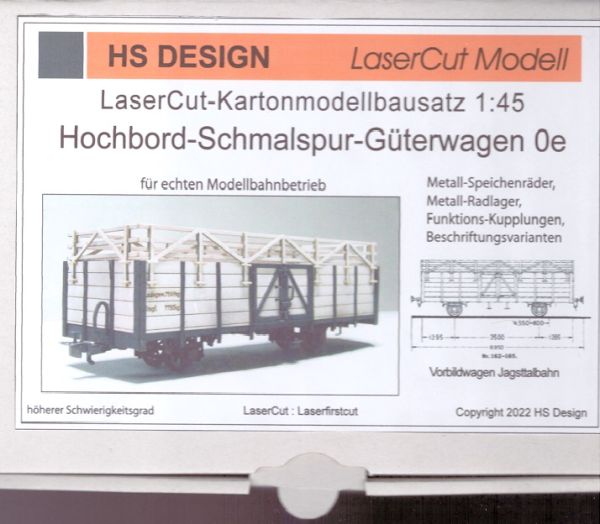 LaserCut-Modellbahnwagen 1:45, für die Schmalspur-Modellbahn Spur 0e