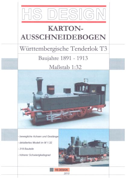 Dampflok der Baureihe T 3 der Königlich Württembergischen Staats-Eisenbahnen, 1:32