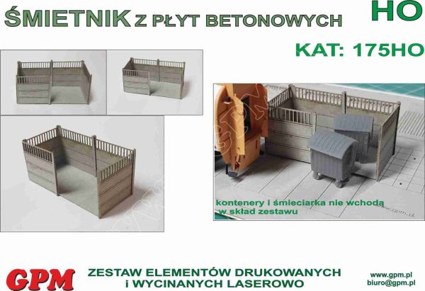 zwei Müllcontainer in einer Betonabgrenzung (einem Betonzaun) 1:87 H0 3D-/Lasercut-Modell 