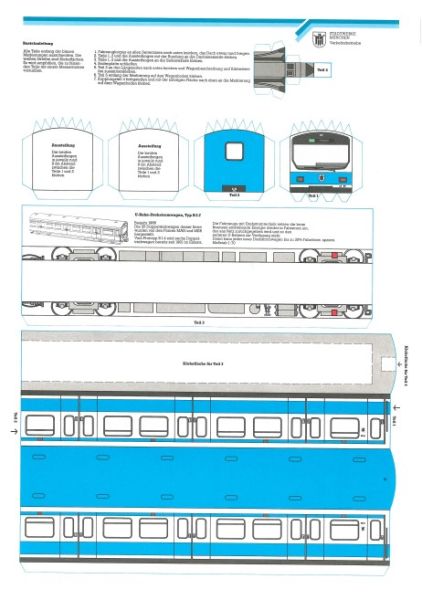 ein U-Bahn-Drehstromwagen Typ B 2.7 (Baujahr 1988) Münchener Stadtwerke Verkehrsbetriebe 1:70 einfach