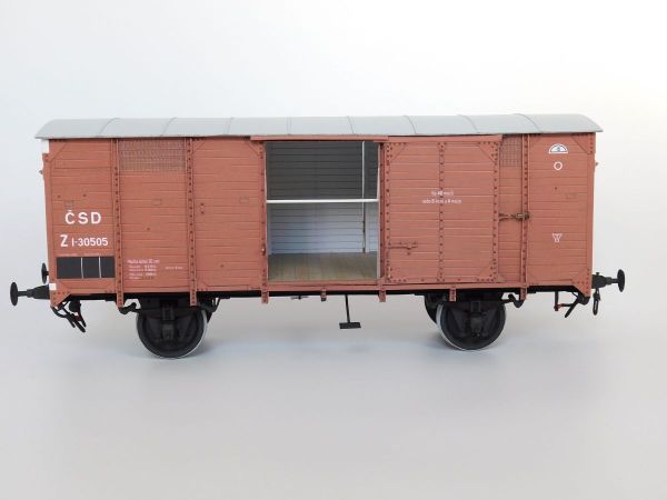 gedeckter Güterwagen, Bauart Z der Tschechoslowakischen Staatsbahnen (CSD) Epoche III, Betriebs-Nr. 1.30505 1:25 extrem²