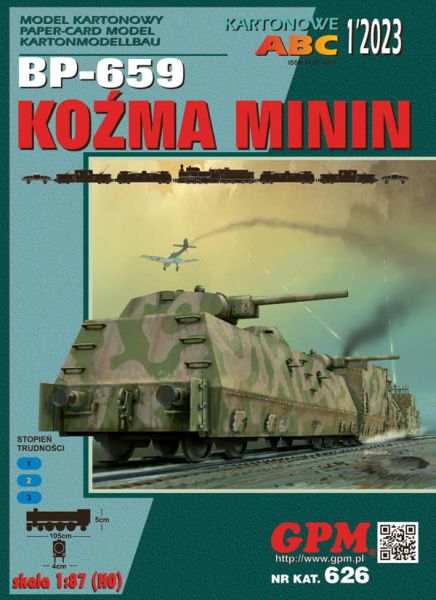 sowjetischer Panzerzug BP-659 Kozma Minin (1943) 1:97 (H0)  Modelllänge: 105 cm