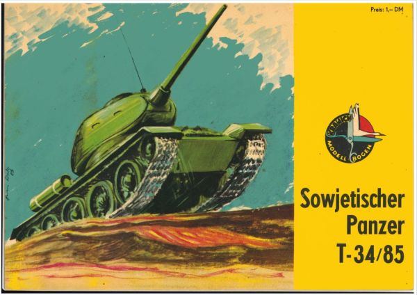 sowjetischer Panzer T-34/85 1:25 Originalausgabe DDR, selten