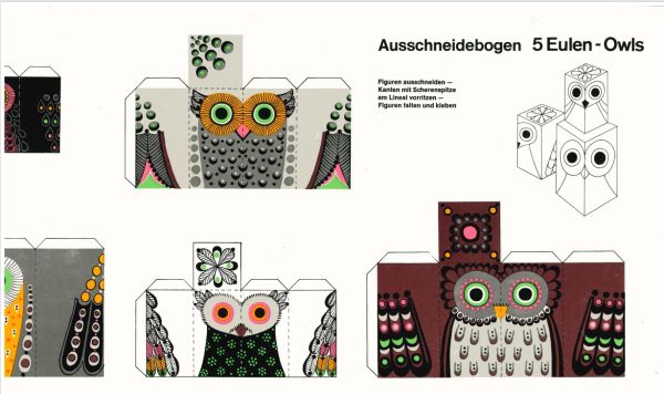5 Eulen - Owls, einfach (Kindermodell)