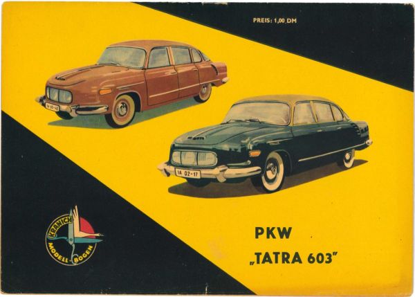 PKW Tatra 603 1:25 DDR-Verlag Junge Welt (Band Kranich Modellbogen 1964), selten