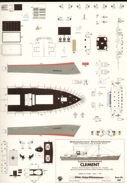 englisches Motorfrachtschiff Clement (Bj.1959) 1:250