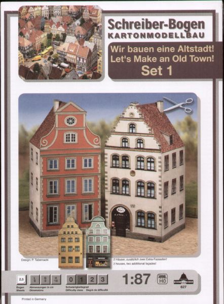 Altstadt-Set Nr.1 mit zwei Häusern (je optionale 2 Fassaden) 1:87 (H0) deutsche Anleitung